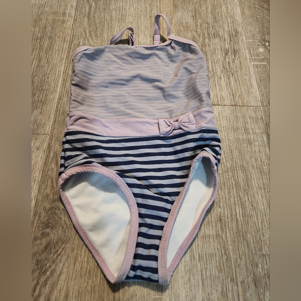 Nano Kids Swim One Piece in Lavender and Navy Stripes